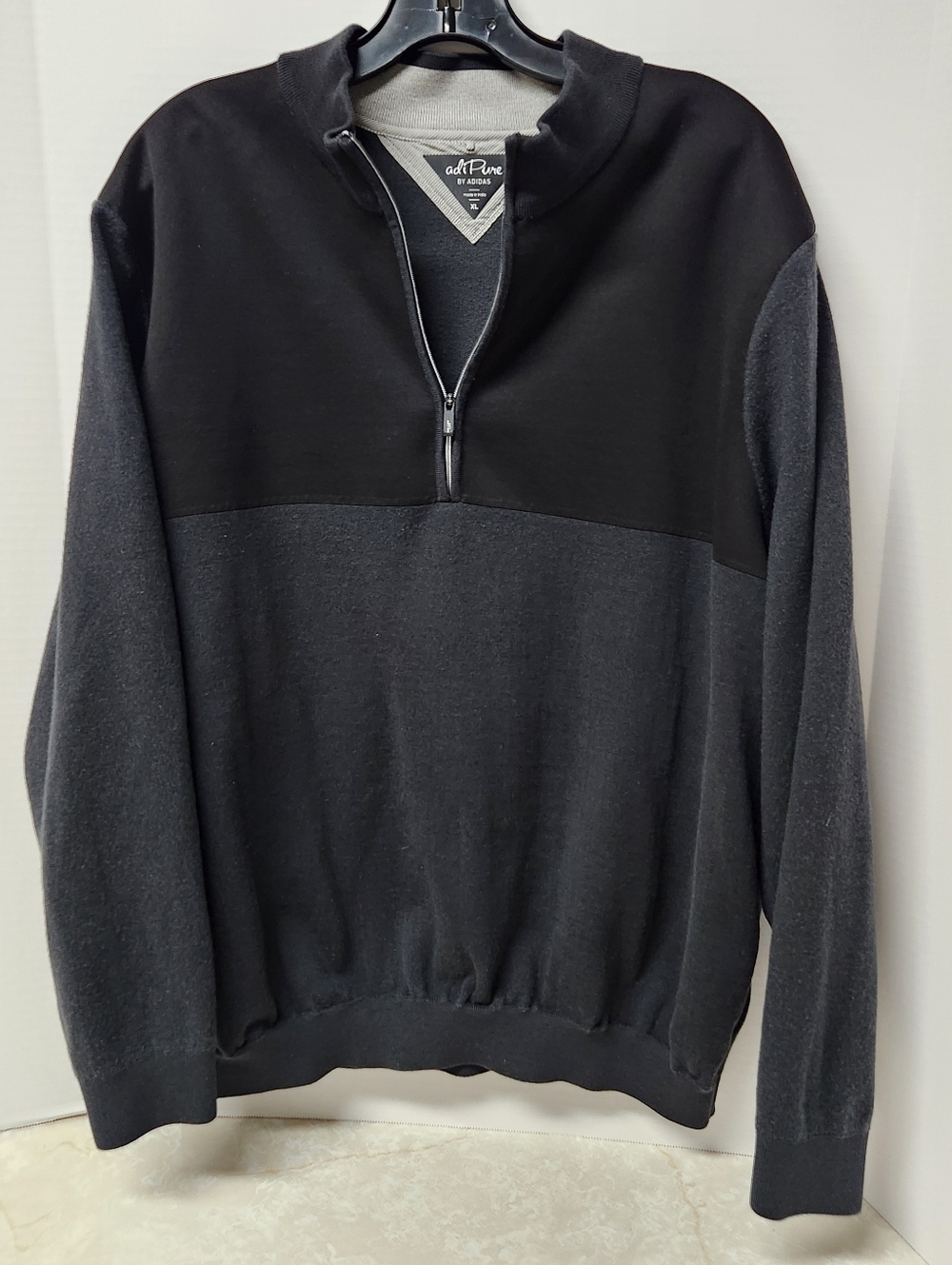 adi Pure by Adidas Black Gray Pullover Zip Sweatshirt XL